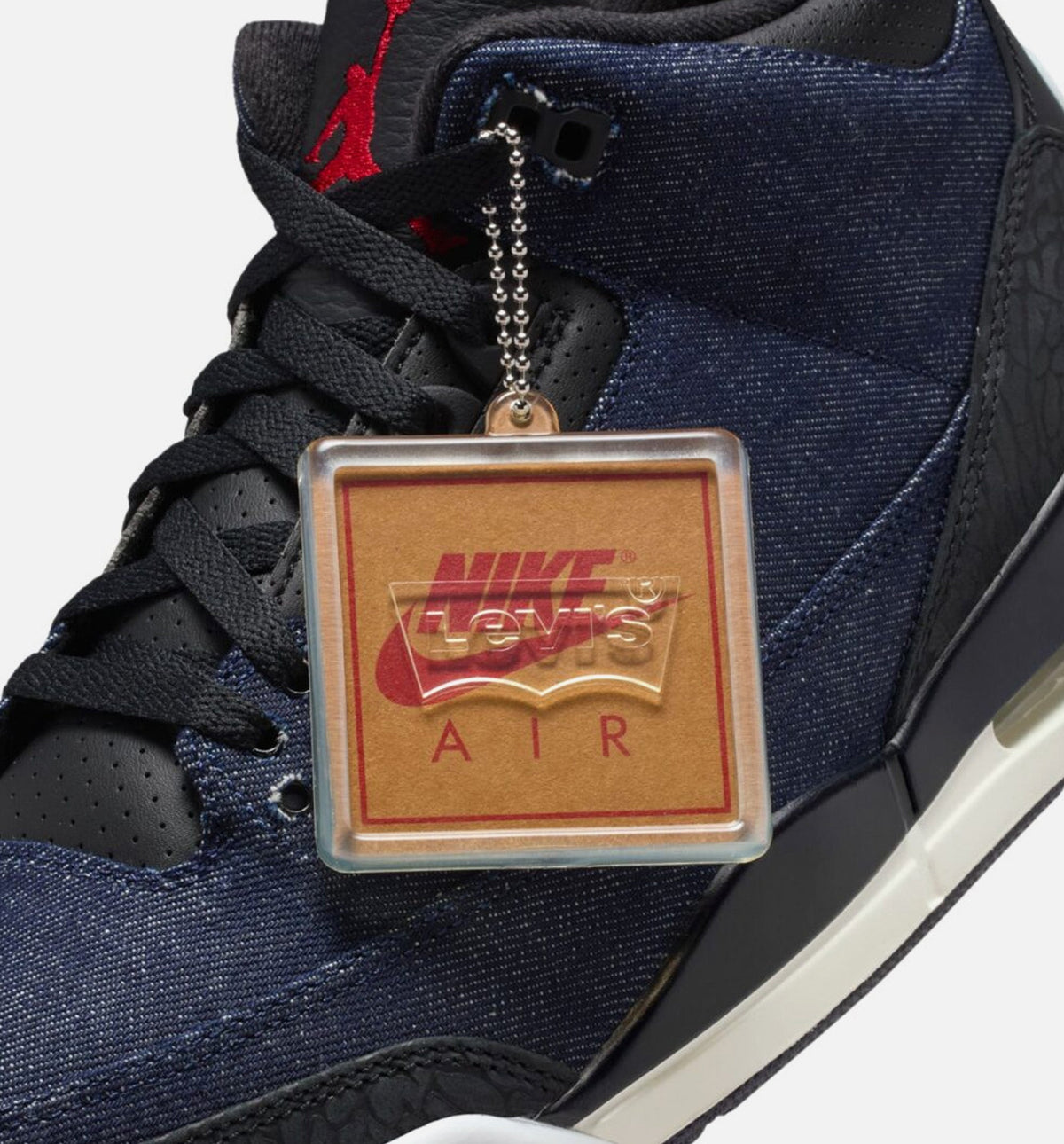 Air Jordan 3 x Levi's Indigo and Gym Red – Men's Lifestyle Shoe in Denim/Black/Sail