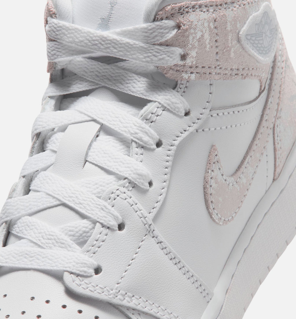 Air Jordan 1 Mid SE Grade School Sneakers – White / Field Silver