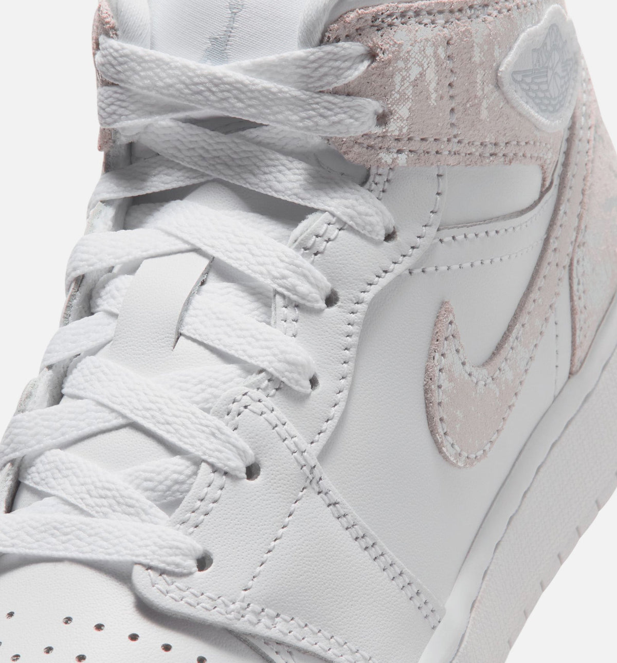 Air Jordan 1 Mid SE Grade School Sneakers – White / Field Silver