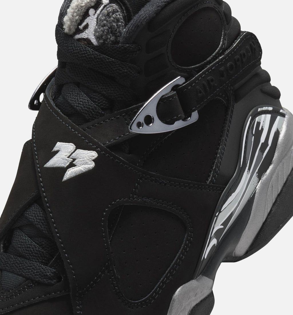 Air Jordan 8 Retro Chrome Black and Light Graphite Grade School Sneakers