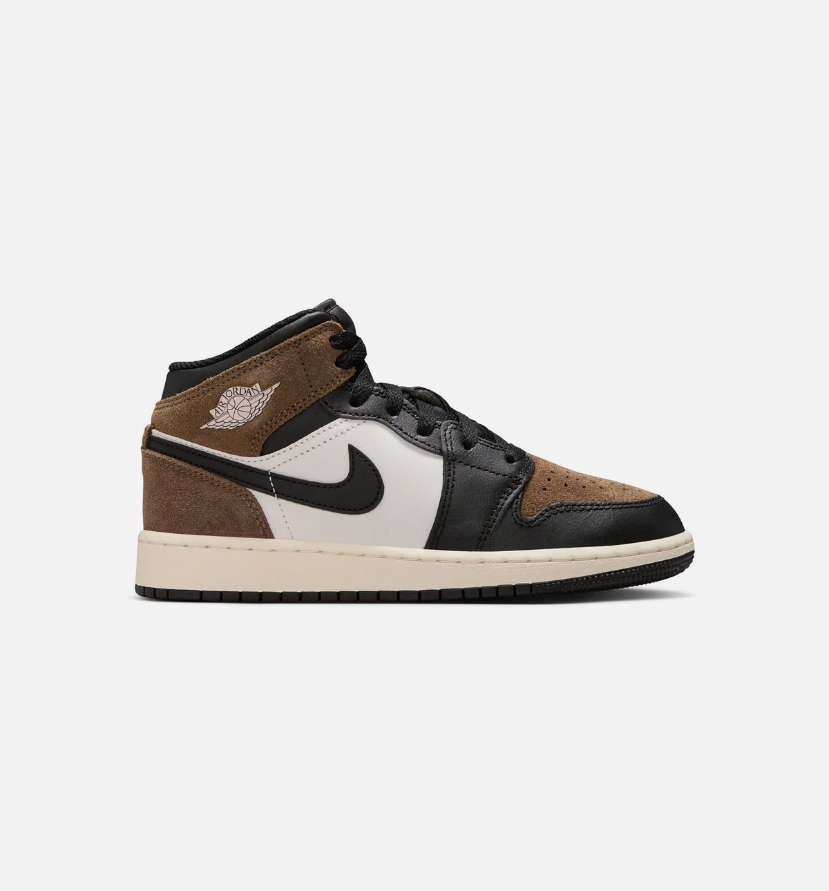 Air Jordan 1 Mid Grade School Sneakers – Black / Phantom / Palomino / University Red