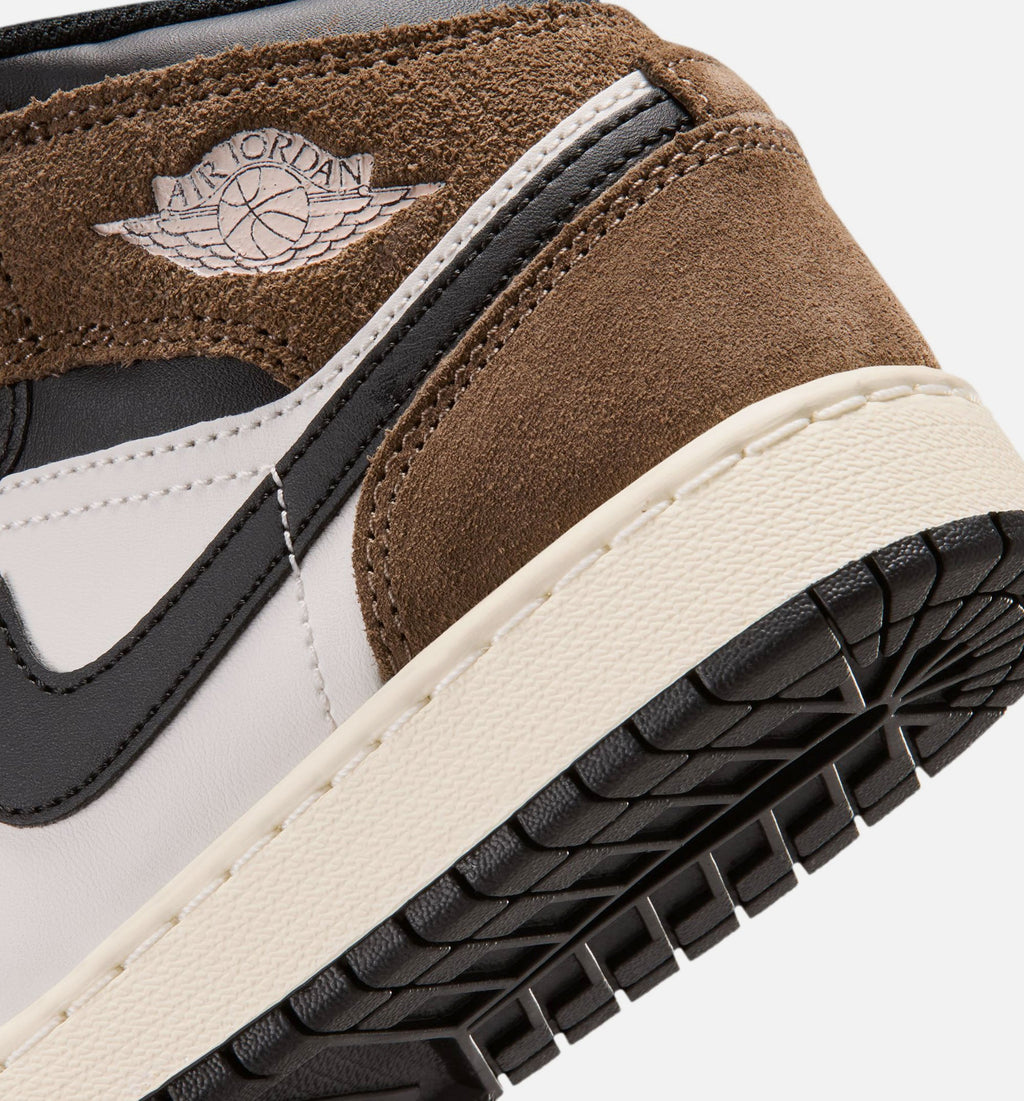 Air Jordan 1 Mid Grade School Sneakers – Black / Phantom / Palomino / University Red