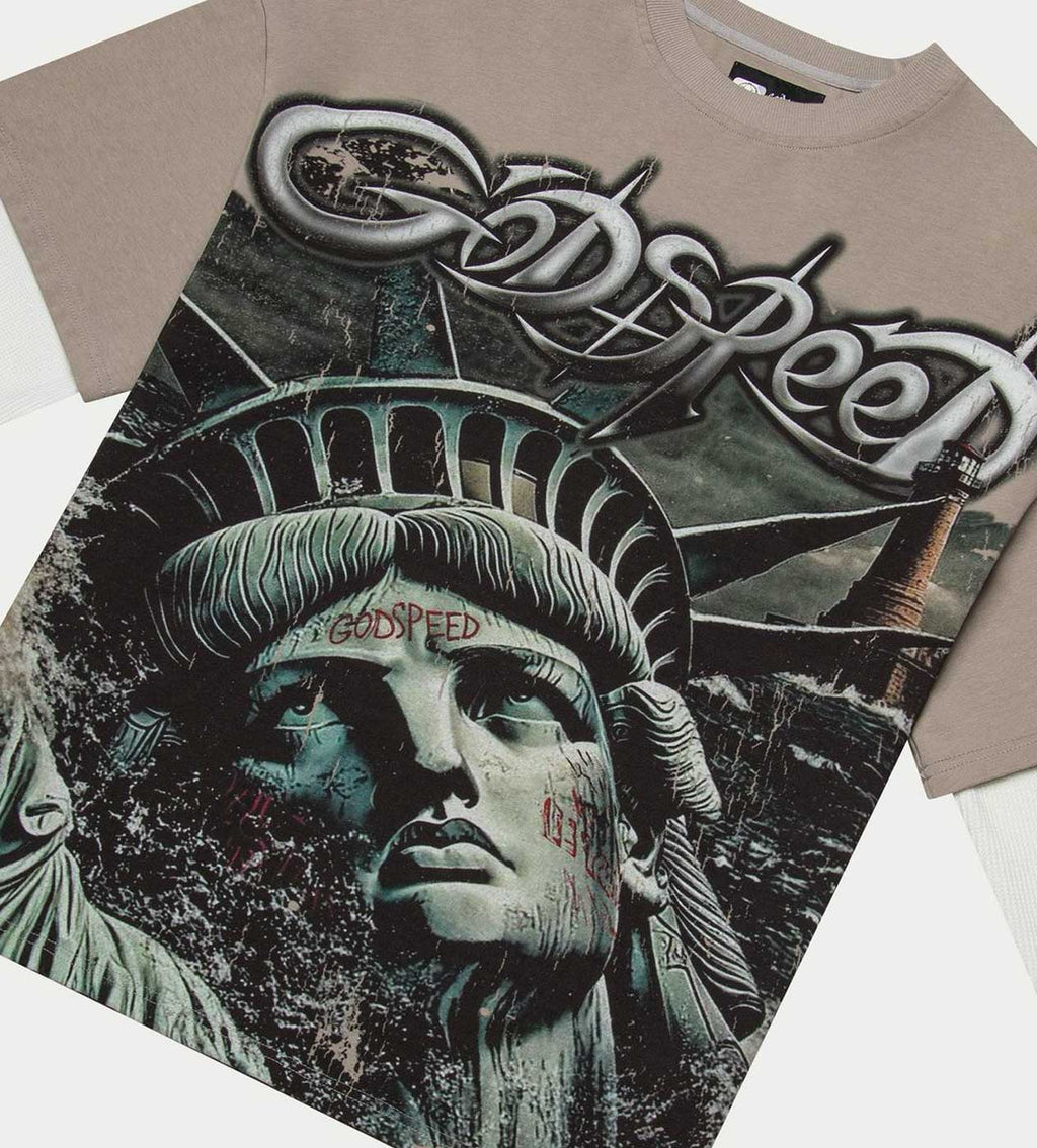 Godspeed Sunken Liberty 2 Layered Tee Stone Grey