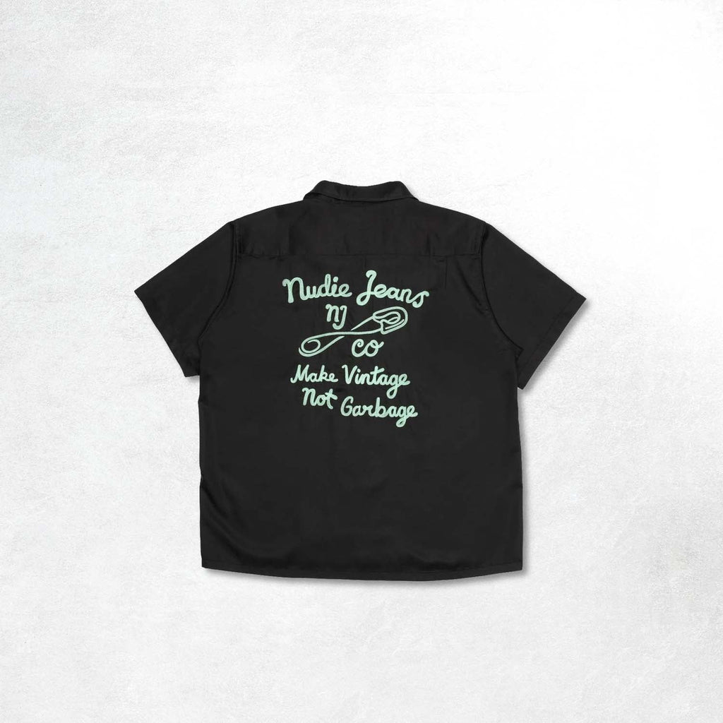 Nudie Jeans Arthur Bowling Shirt Saftey Pin: Black
