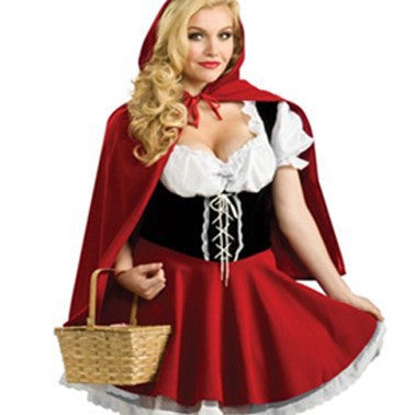 Halloween Women Little Red Riding Hood Cosplay Fairy Tale Party Dress