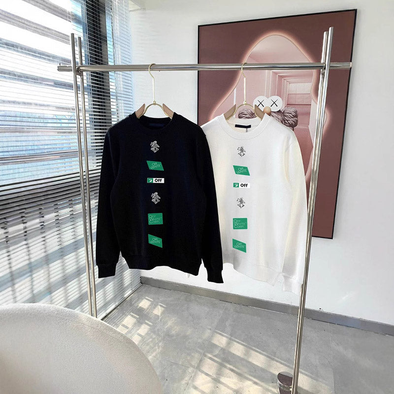 Off-White OW Logo Graphic Crewneck Pullover Sweatshirt — White