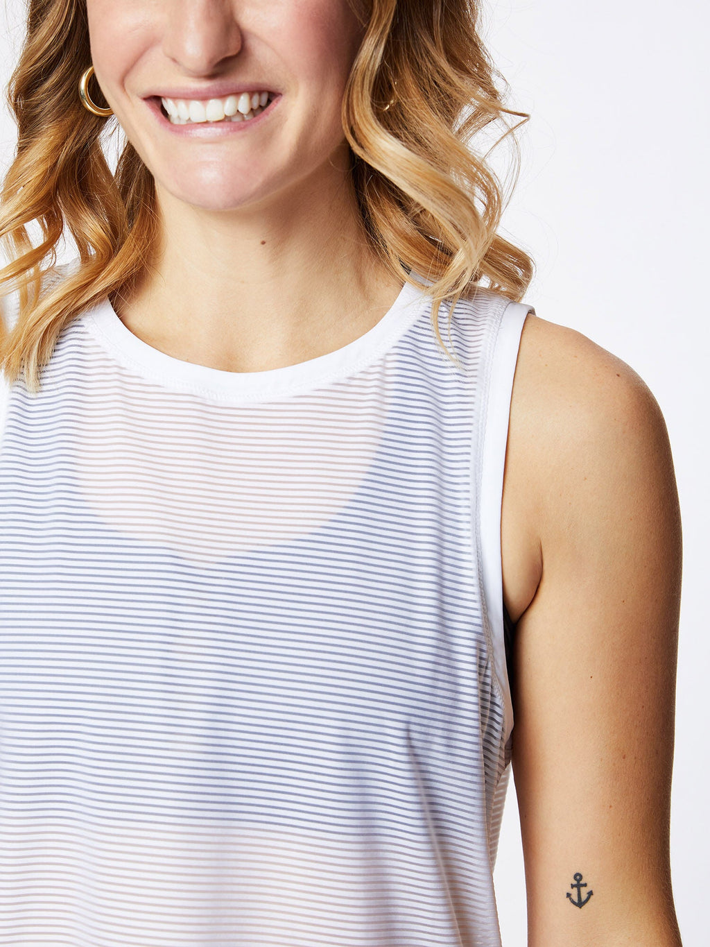 SHEER STRIPE WHITE TANK