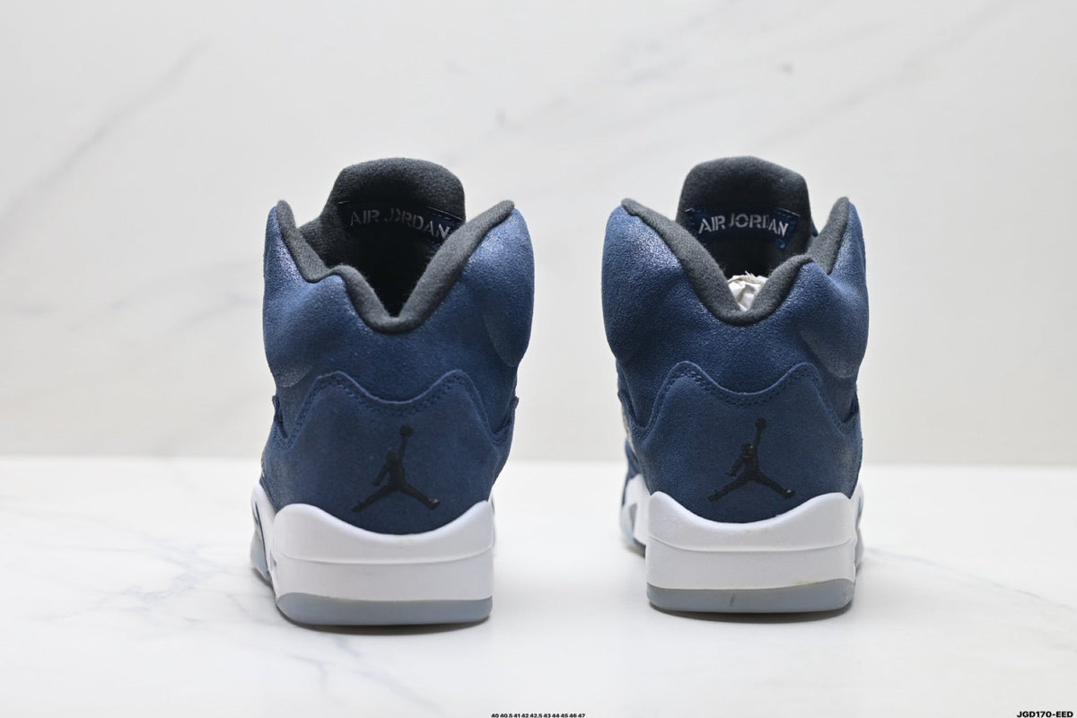 Air Jordan 5 Retro Navy Blue White Sneakers