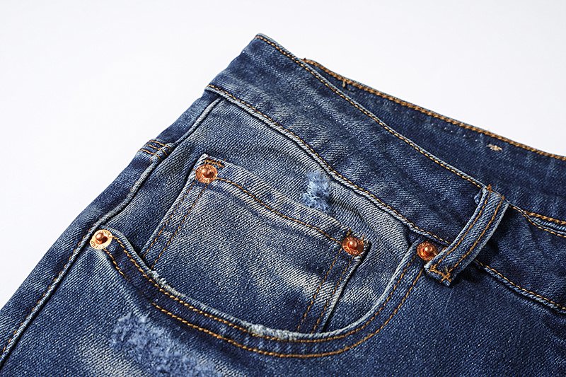 Purple Brand Blue Distressed Paneled Jeans