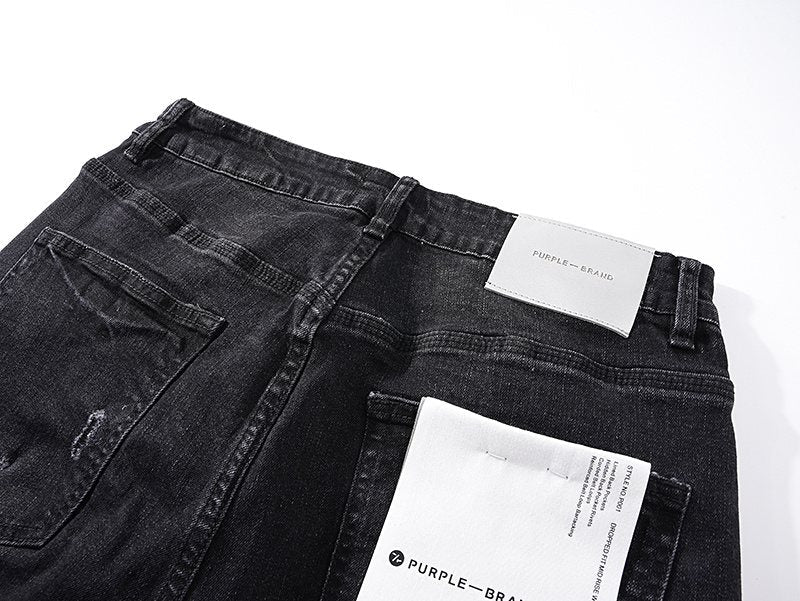 Purple Brand Black Distressed Tapered Jeans