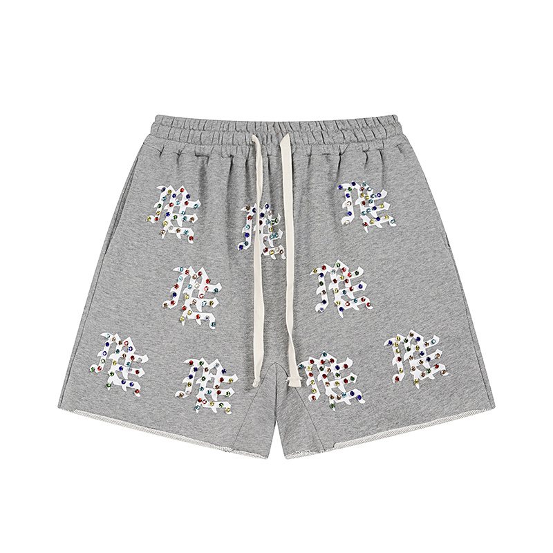 MIXED EMOTION Multicolor Rhinestone Graphic Shorts