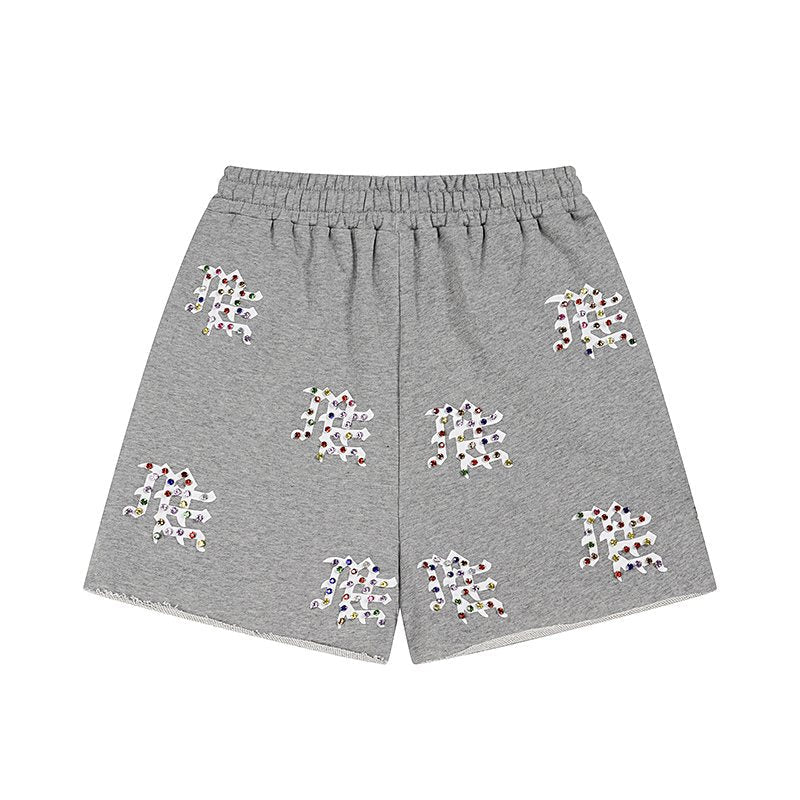 MIXED EMOTION Multicolor Rhinestone Graphic Shorts