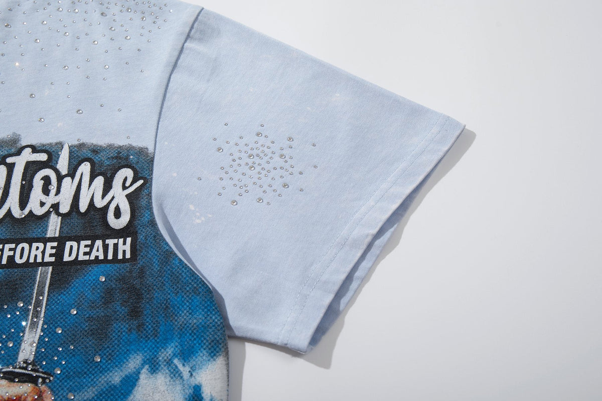 MAJESTIK Washed Rhinestone Graphic T-Shirt
