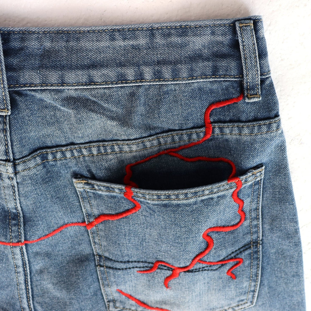 VALLEY Skittle Letter Lightning Denim Shorts