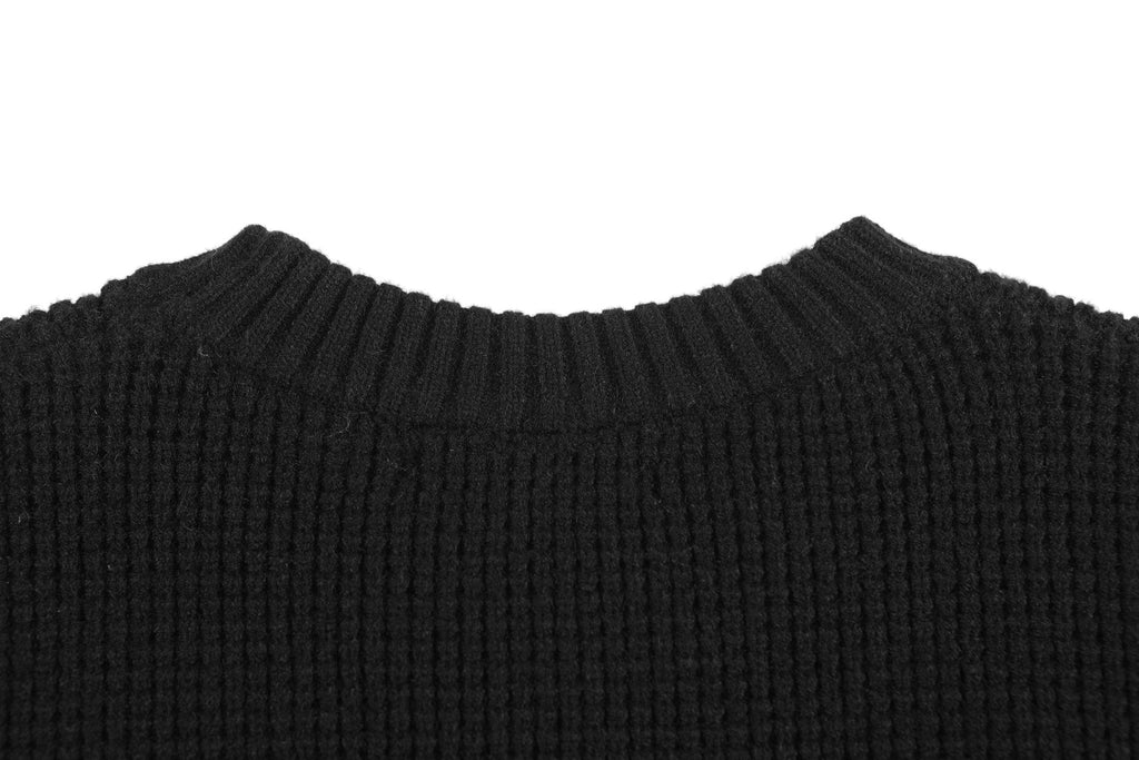 Chrome Hearts Slogan Patch Waffle Knit Crewneck Sweater