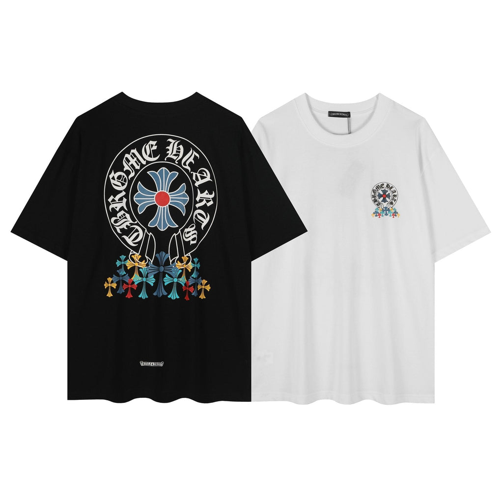 Chrome Hearts Rainbow Floral Cross Graphic T-Shirt