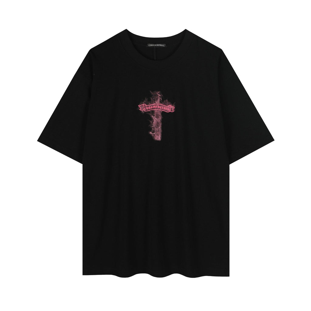 Chrome Hearts Pink Flame Cross Graphic T-Shirt