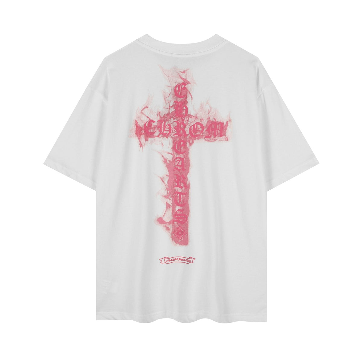 Chrome Hearts Pink Flame Cross Graphic T-Shirt