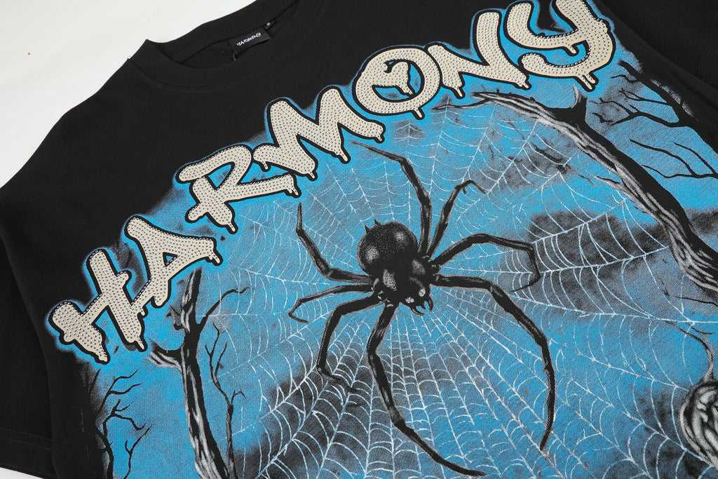 HARMONY Spider Web Graphic Black Short-Sleeve T-Shirt