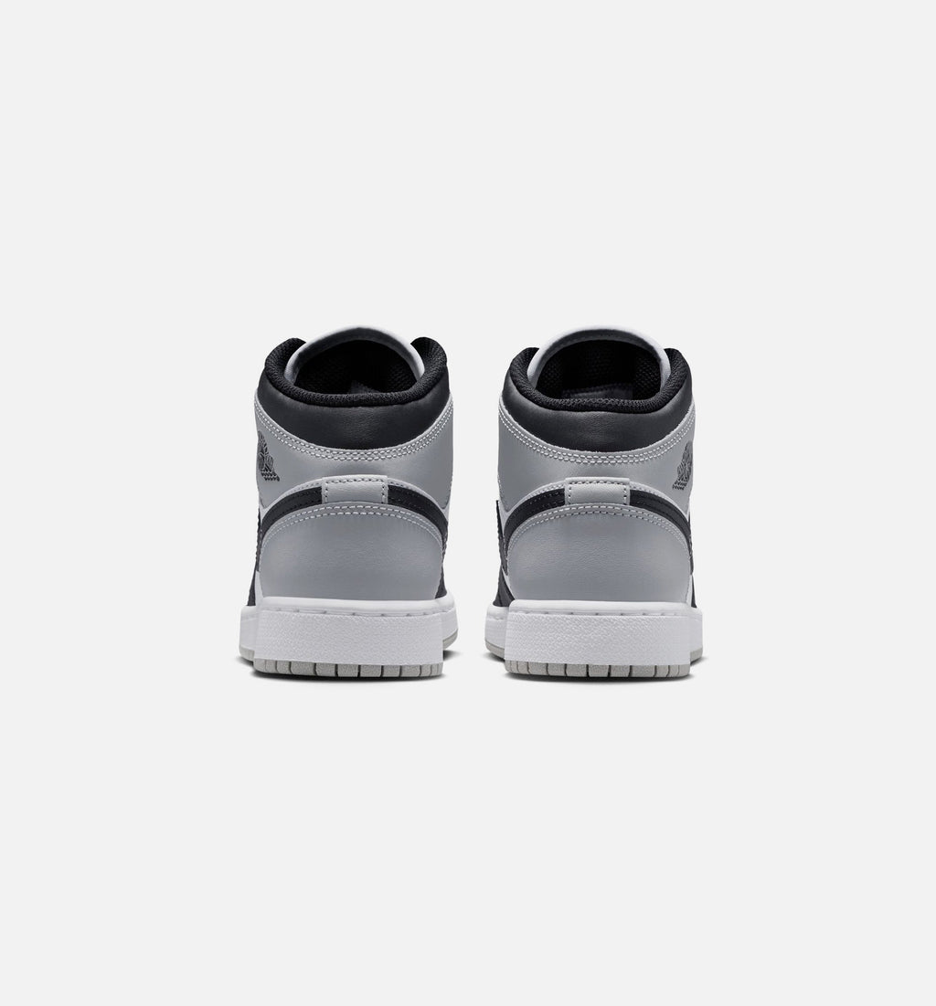 Air Jordan 1 Mid Grade School Sneakers – White / Light Smoke Grey / Black