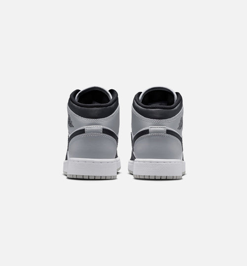 Air Jordan 1 Mid Grade School Sneakers – White / Light Smoke Grey / Black