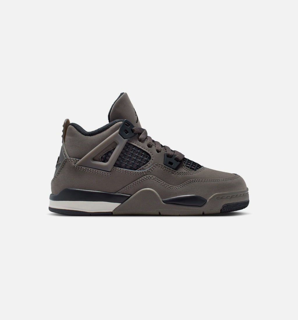 Air Jordan 4 Retro Cave Stone and Black Preschool Sneakers