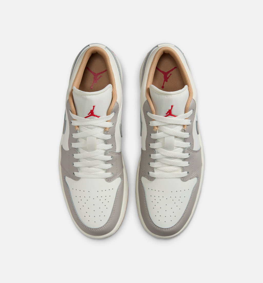 Air Jordan 1 Low Men's Lifestyle Shoe - Sail / Fire Red / College Grey / Hemp