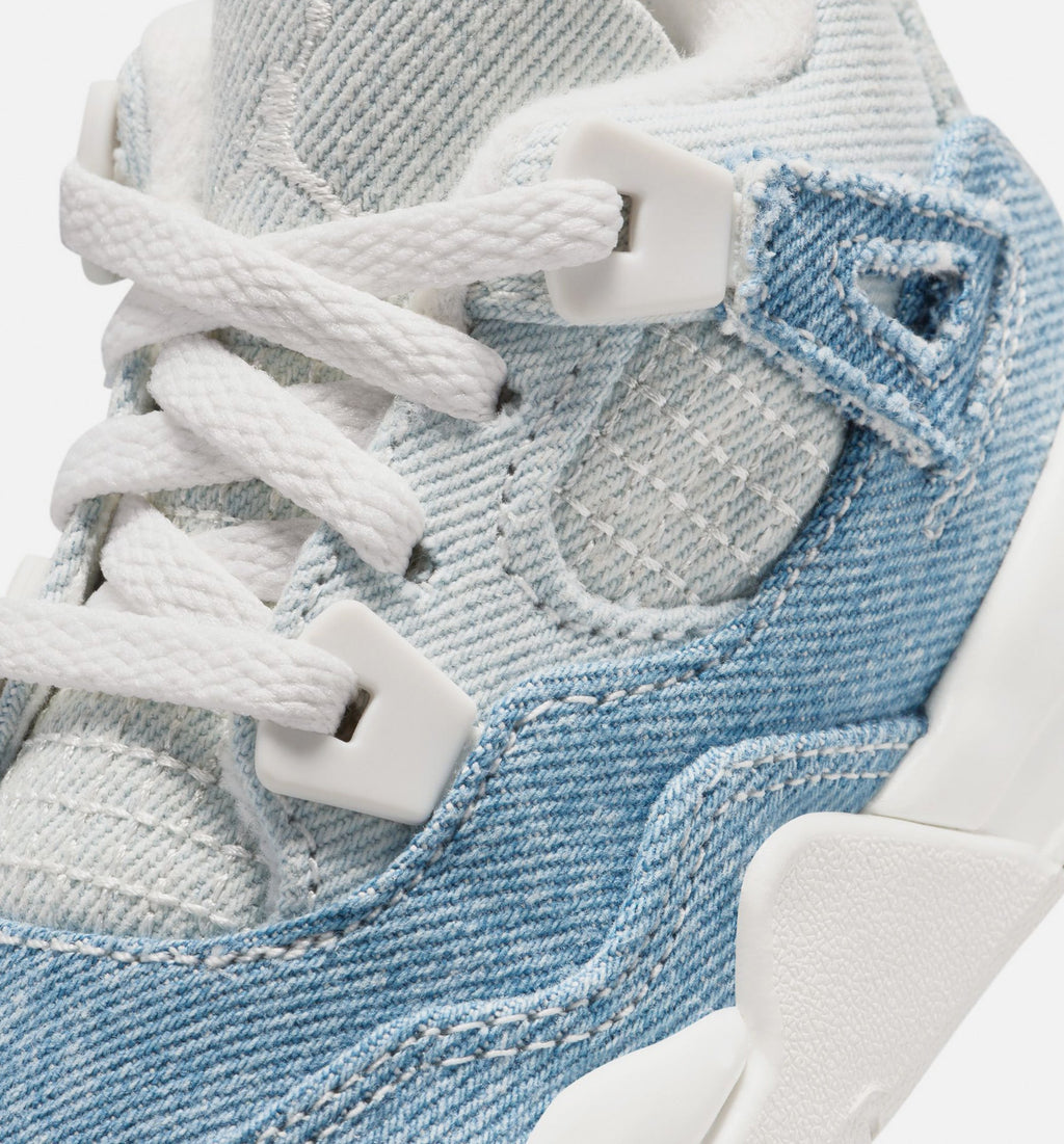 Air Jordan 4 Retro Worn Blue – Infant/Toddler Lifestyle Shoe in Sail/Worn Blue/Metallic Gold