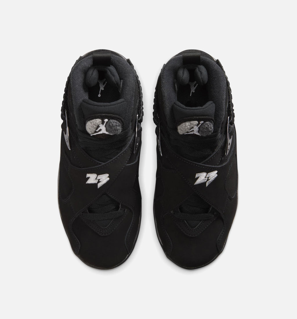 Air Jordan 8 Retro Chrome Black and Light Graphite Grade School Sneakers
