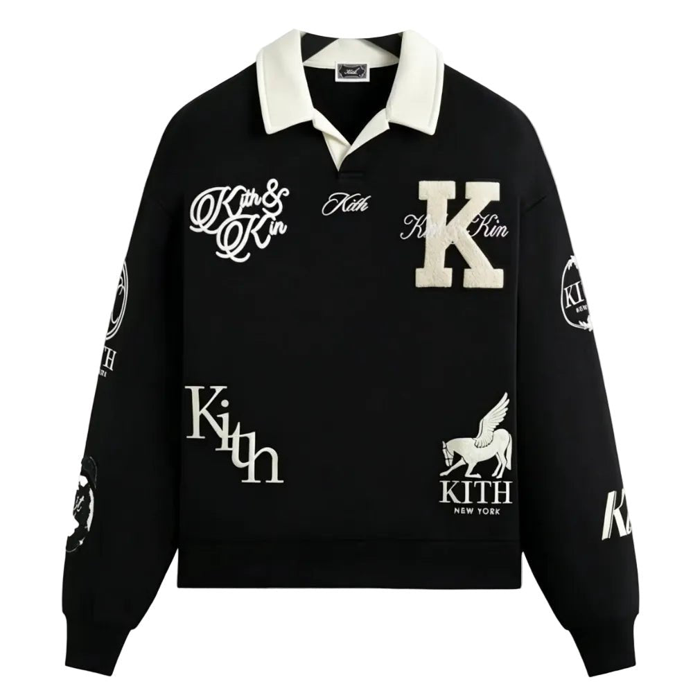 Kith Nelson Collared Rugby Pullover Black