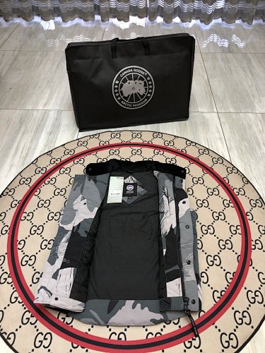 Canada Goose Grey Camo Quilted Puffer Vest with Stand Collar