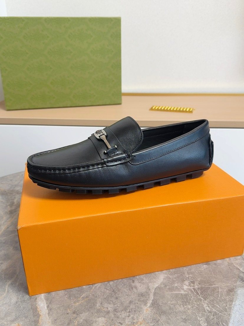 Fendi Men's Black Metal-Bar Loafers