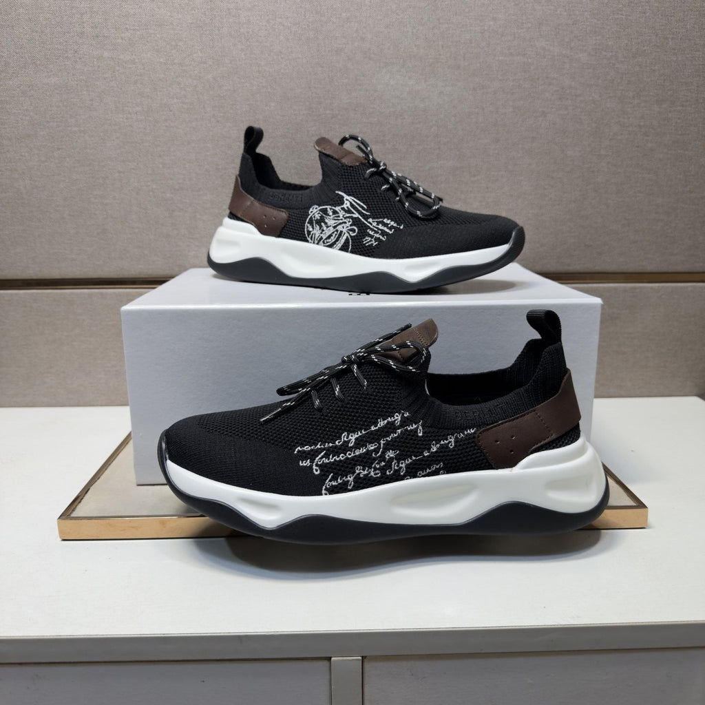 Berluti Black Mesh Lace-Up Sneakers