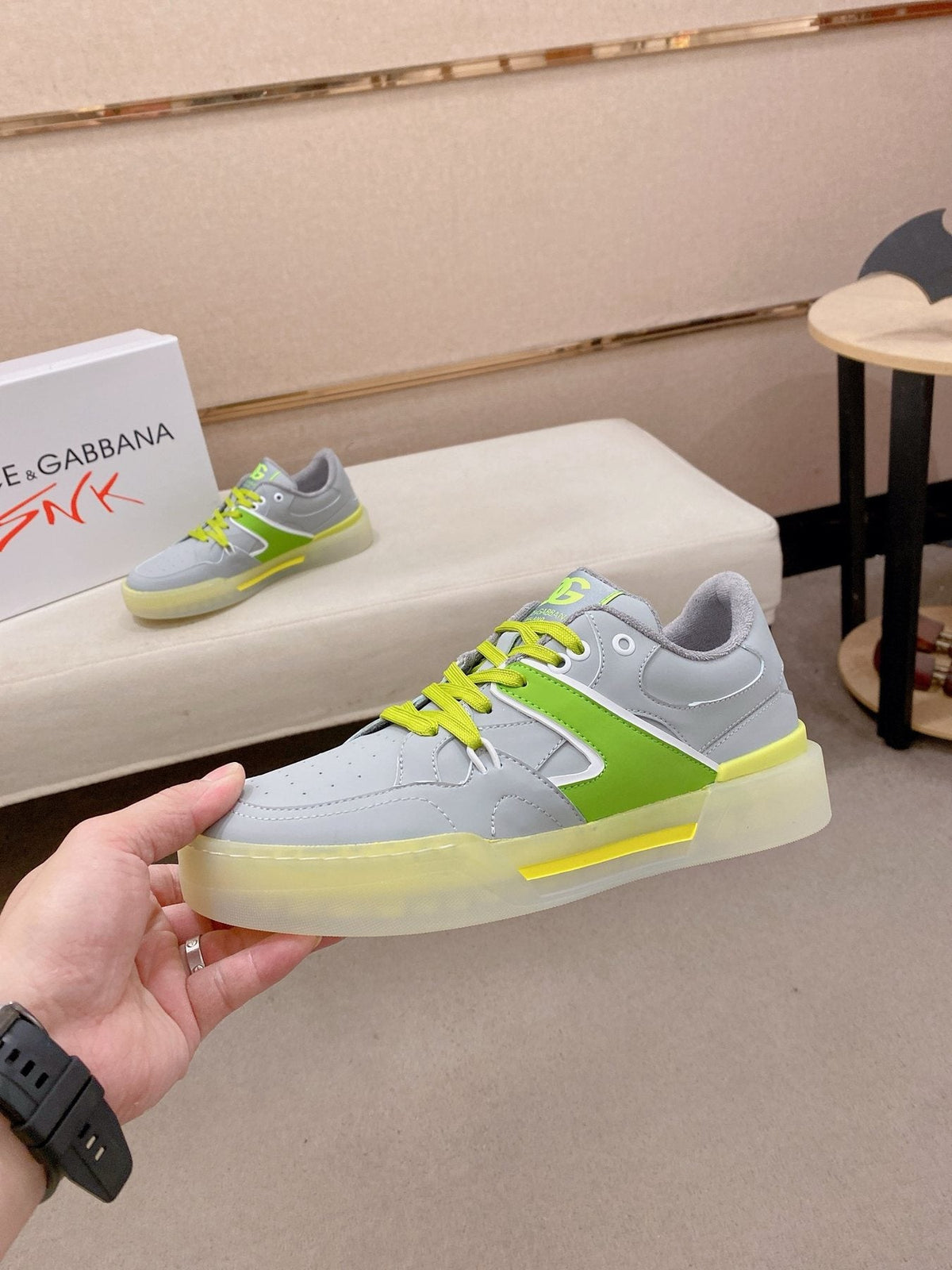 Dolce & Gabbana Neon Accent Low-Top Sneakers