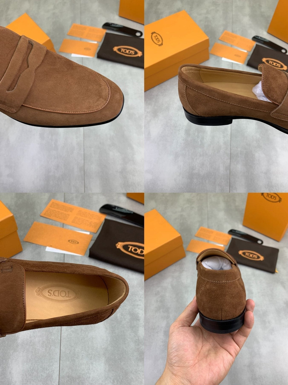 TOD'S Brown Suede-Look Penny Loafers
