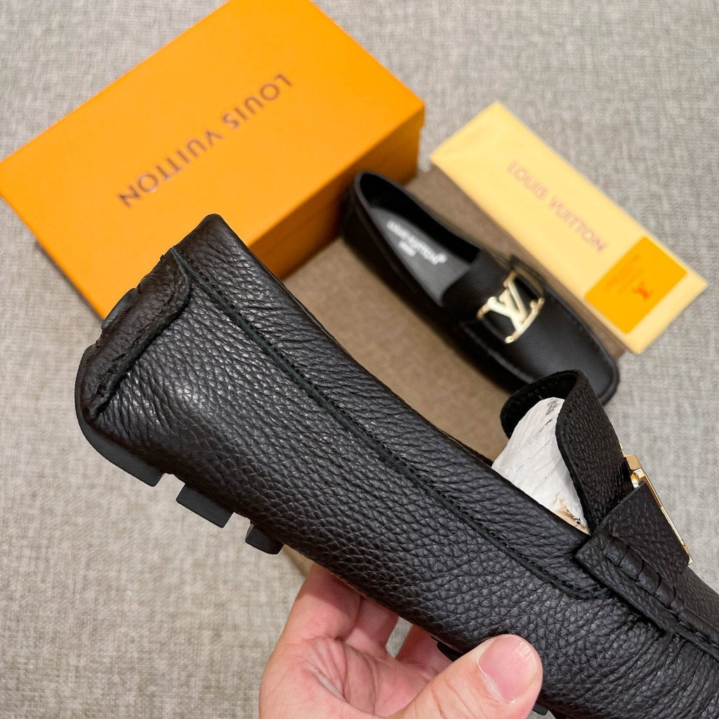 Louis Vuitton Men's Black Leather Hardware Loafers