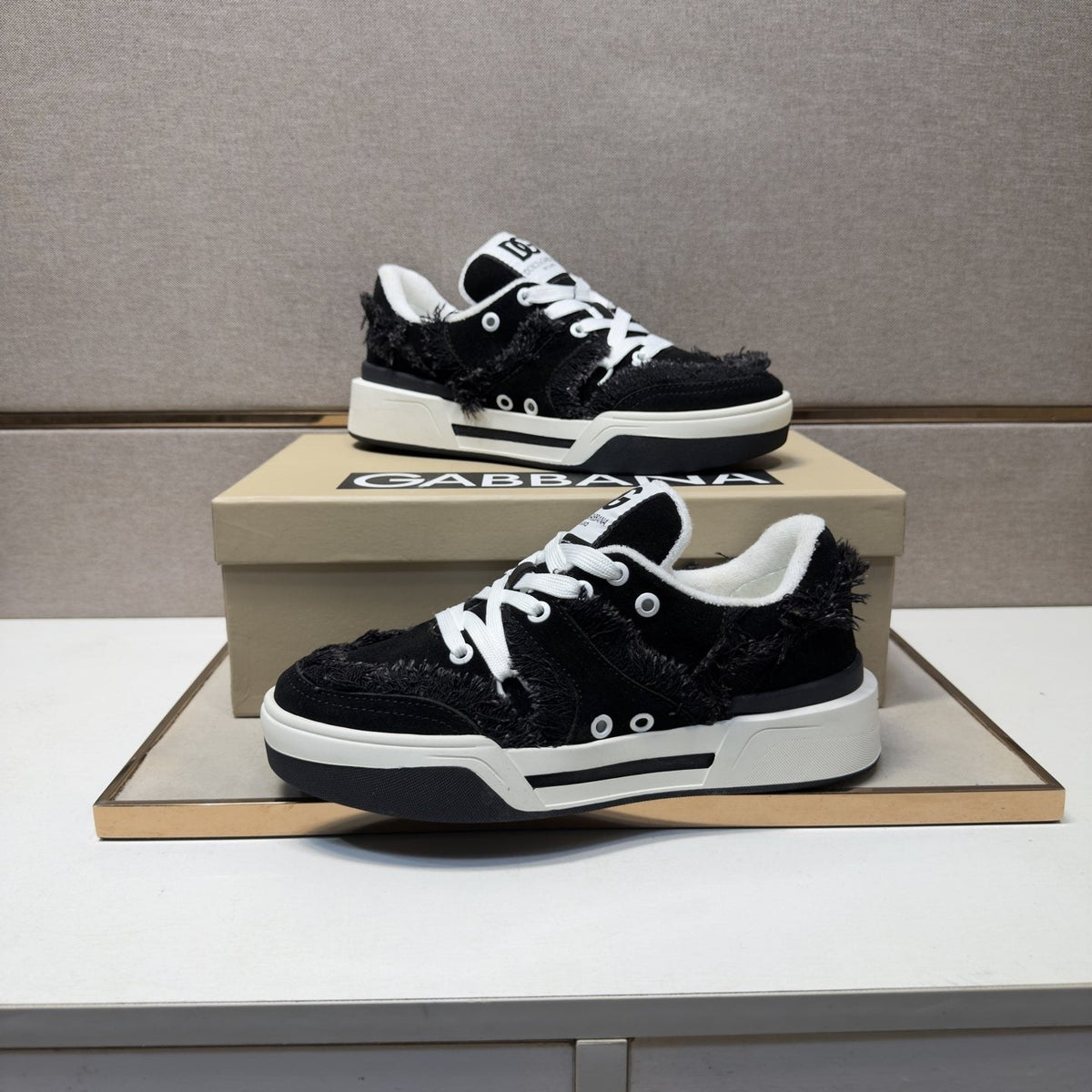 Dolce & Gabbana Black and White Low-Top Sneakers