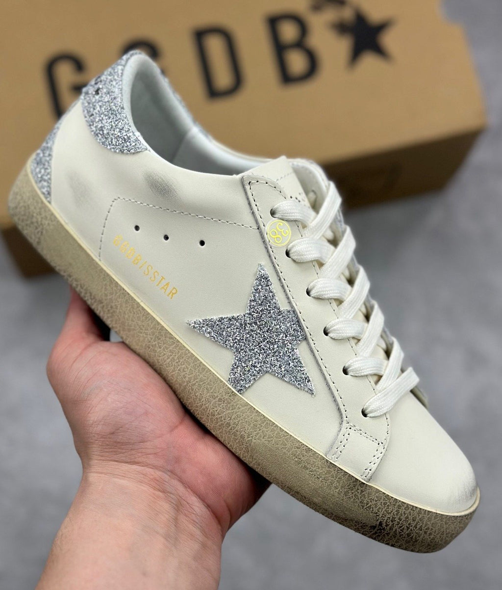 Golden Goose Silver Star Low-Top Sneakers