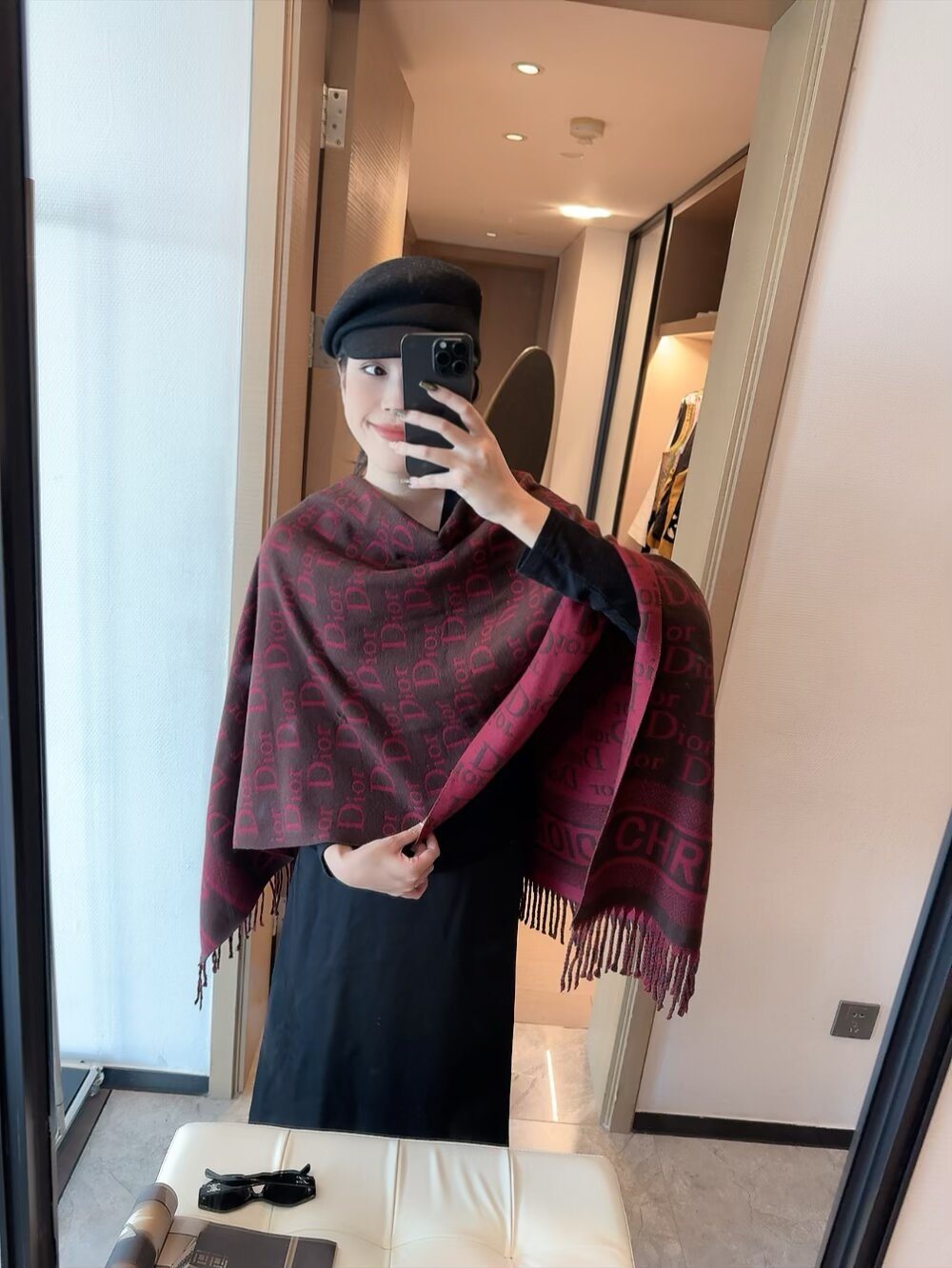 Dior Fringed Monogram Scarf