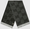 Charcoal Gray and Black Fringed Scarf