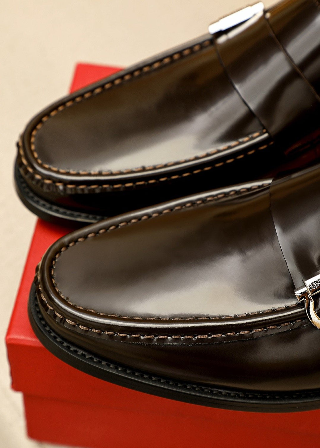 Ferragamo Black Buckle Moc-Toe Loafers