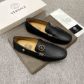 Versace Black Textured Slip-On Loafers