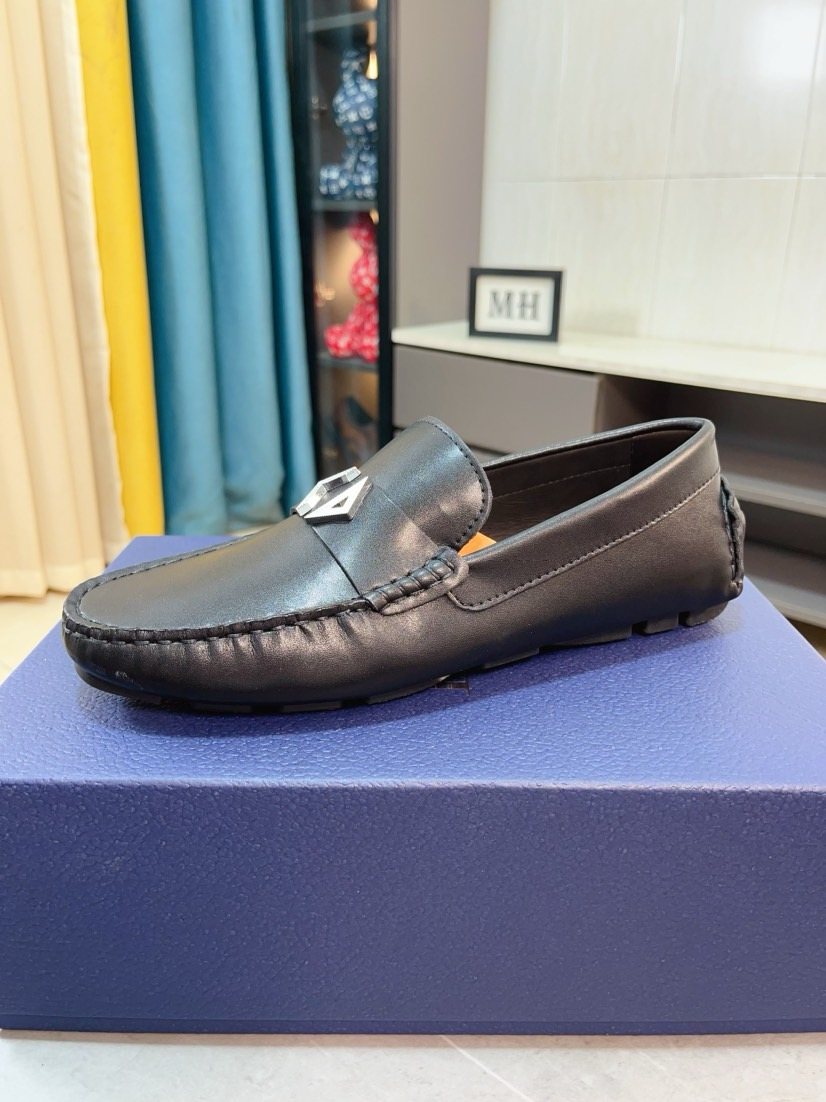 Dior Black Silver-Accent Loafers