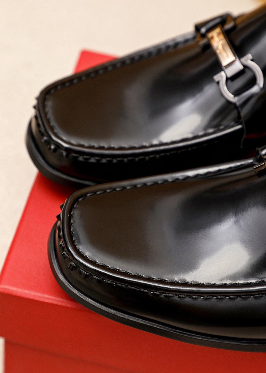 Ferragamo Black Buckle Leather Loafers - Silver-Tone Hardware