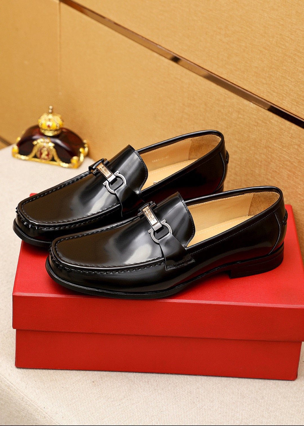 Ferragamo Black Buckle Leather Loafers - Silver-Tone Hardware