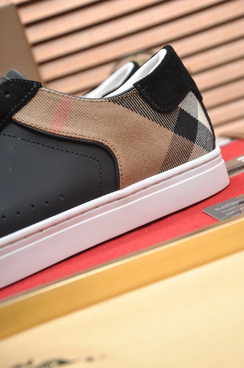 Burberry Check Heel Low-Top Sneakers - White Sole