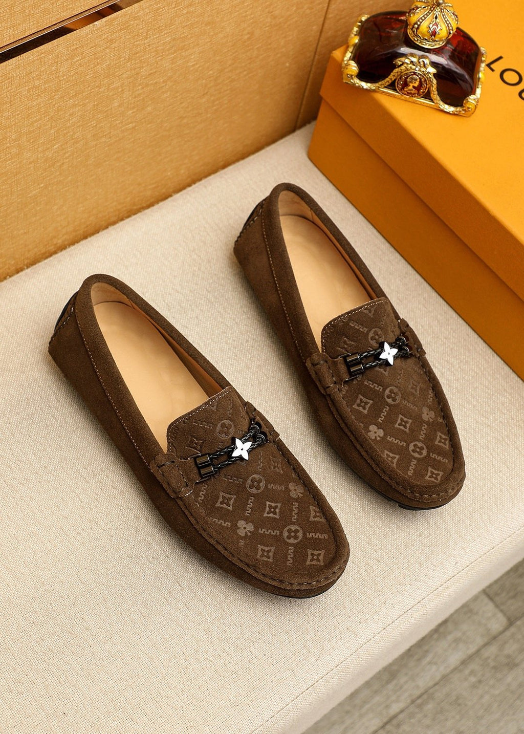 Louis Vuitton Embossed Metal-Detail Loafers