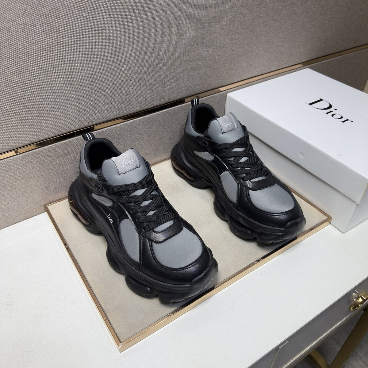 Dior Navy Blue, Black and Green Low-Top Sneakers