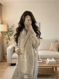 Gucci Beige & Ivory Fringed Scarf