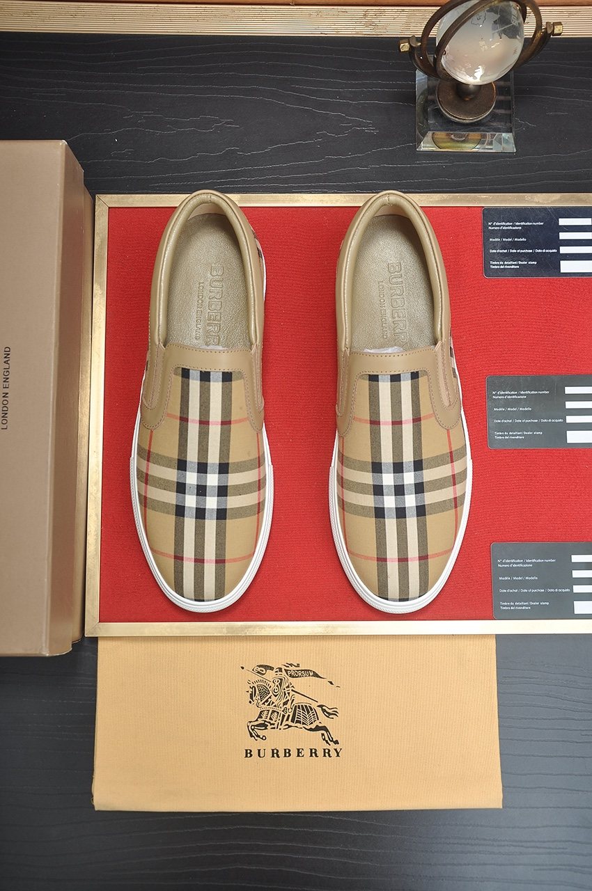 Burberry Beige Check Slip-On Sneakers
